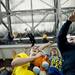 Michigan junior Paul Durand prepares to throw a teddy bear on the ice during the first intermission of the game against Western Michigan on Saturday. The stuffed animals are donated to varies charities in Wasthenaw County. A total of 1,478 stuffed animals were collected. Daniel Brenner I AnnArbor.com